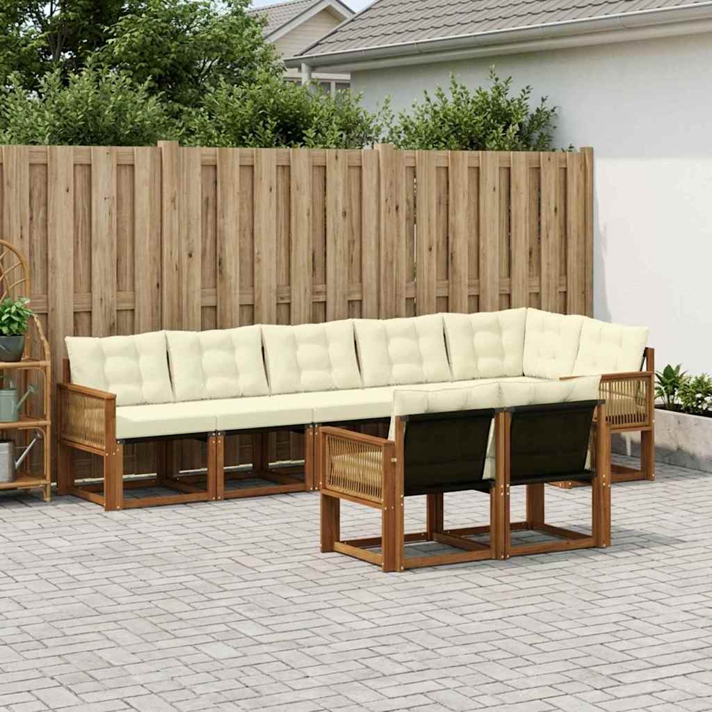 Buiten bankenset met kussen 8 pcs Natuurlijk en Crème is nu te koop bij PeponiXL, paradijselijk wonen!