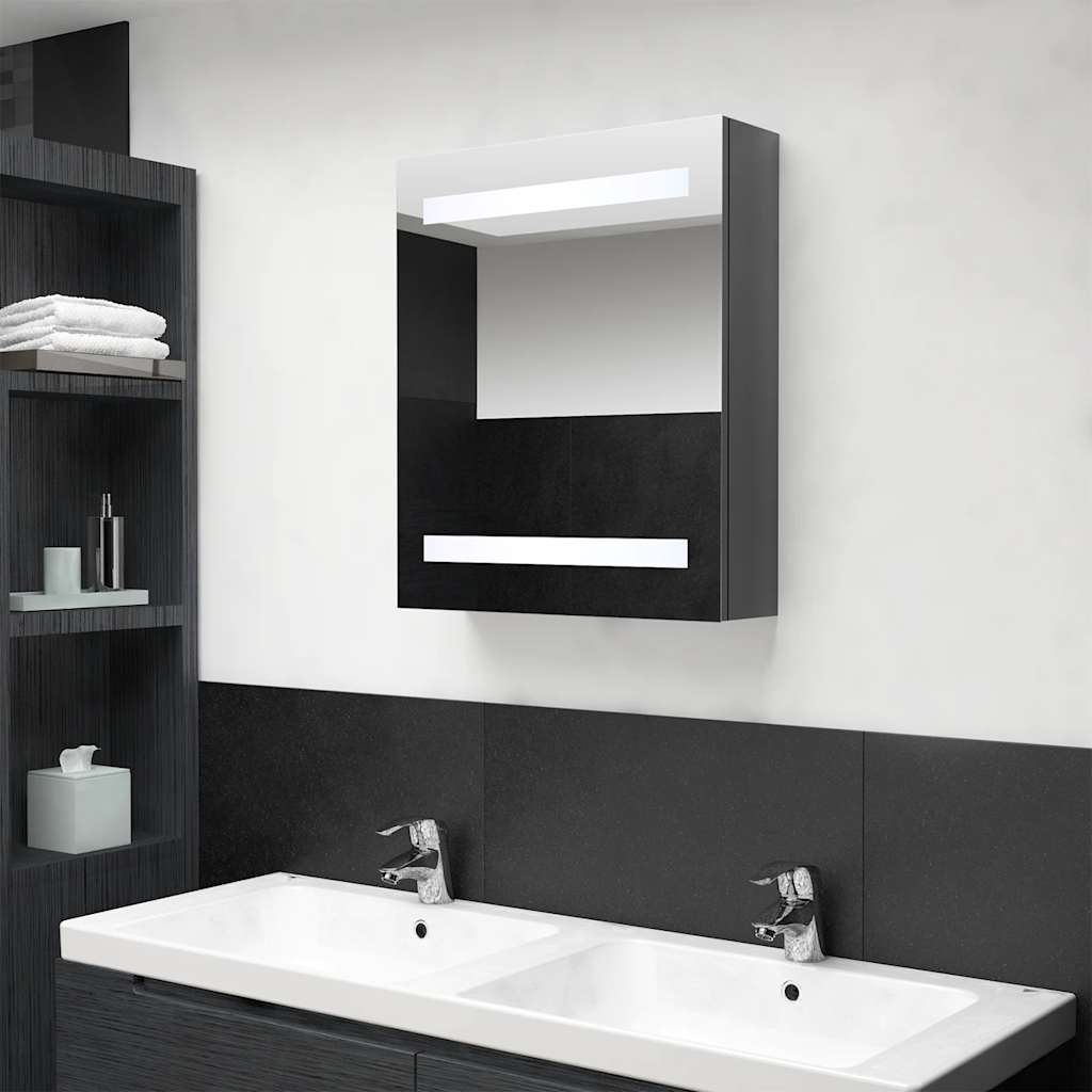 Badkamerkast met spiegel LED 50x14x60 cm glanzend grijs is nu te koop bij PeponiXL, paradijselijk wonen!