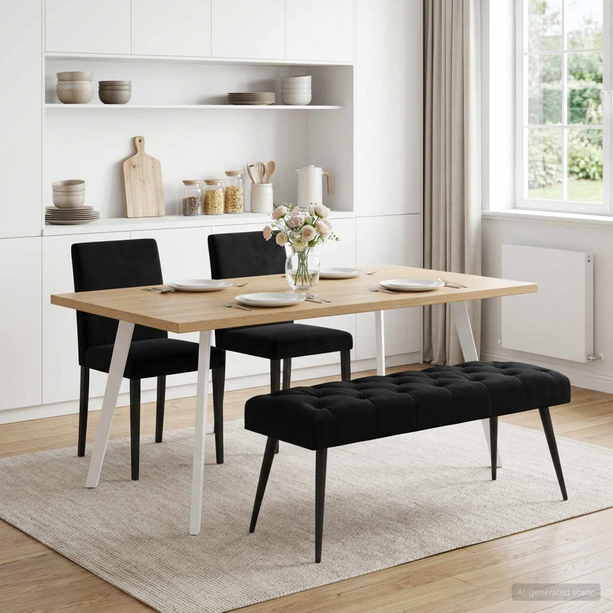 Bank met knoopverstelling Zwart 110 x 40 x 46 cm Fluweel is nu te koop bij PeponiXL, paradijselijk wonen!