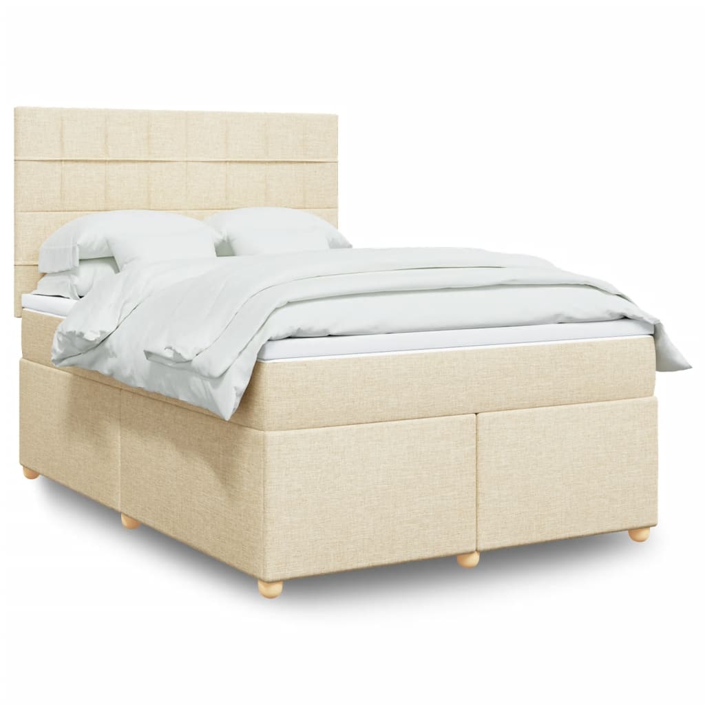 Boxspring met matras stof crèmekleurig 140x200 cm is nu te koop bij PeponiXL, paradijselijk wonen!