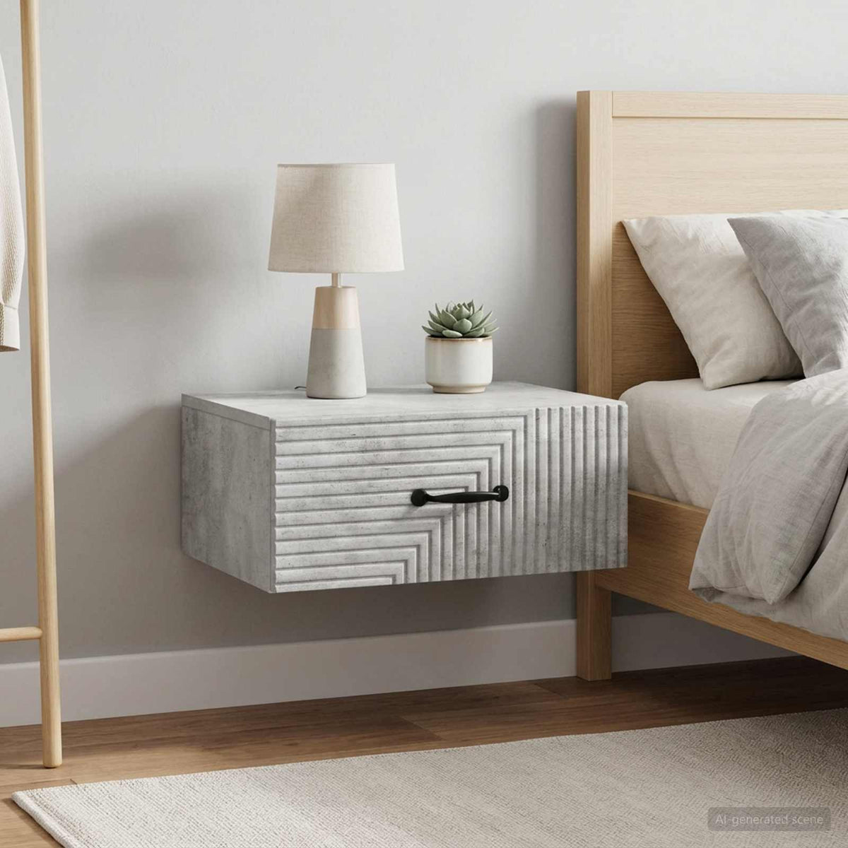 Wandbeugel Bedkast met lade 2 pcs Betongrijs 49 x 34,5 x 20 cm is nu te koop bij PeponiXL, paradijselijk wonen!