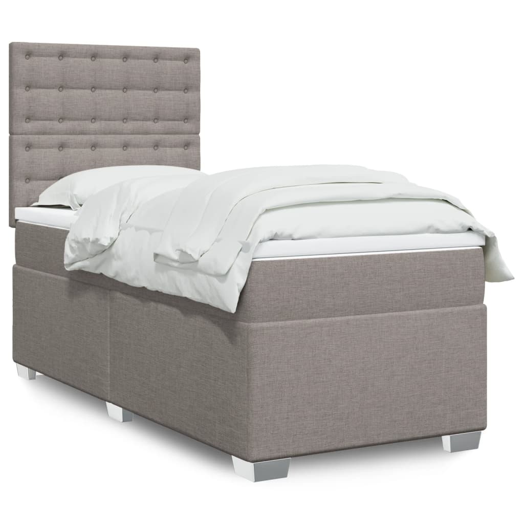 Boxspring met matras stof taupe 90x200 cm is nu te koop bij PeponiXL, paradijselijk wonen!