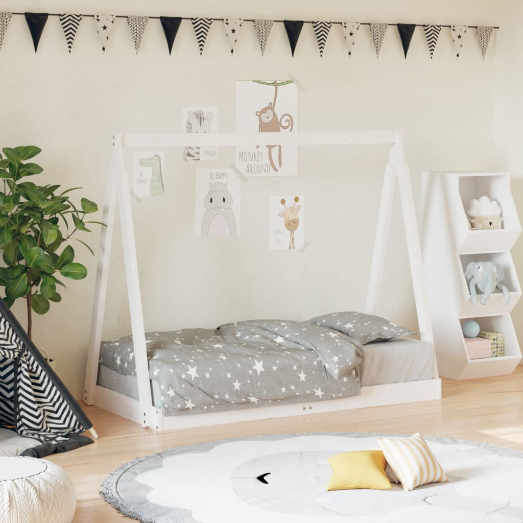 Kinderbedframe 70x140 cm massief grenenhout wit is nu te koop bij PeponiXL, paradijselijk wonen!