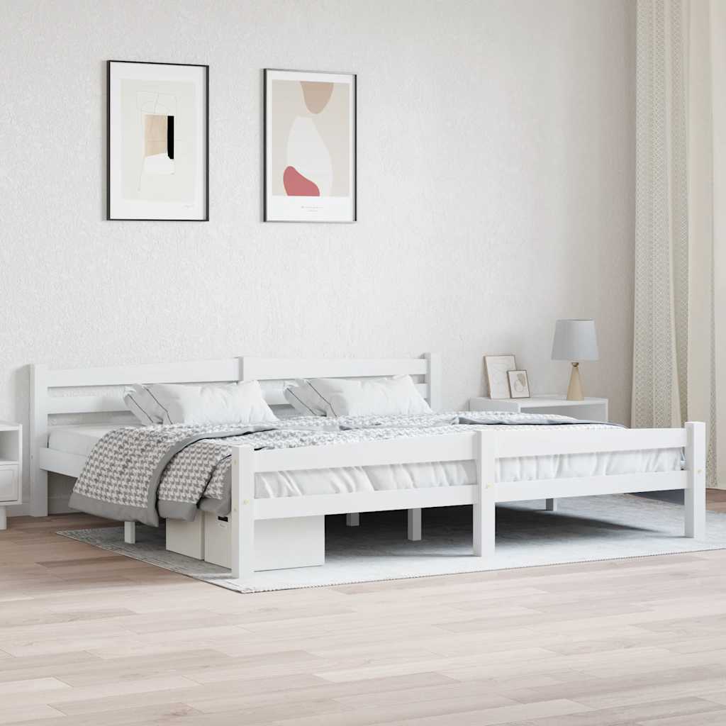 Bedframe massief grenenhout wit 200x200 cm is nu te koop bij PeponiXL, paradijselijk wonen!