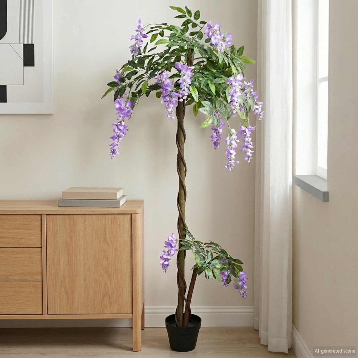 Artificial Bean Flower Tree Paars 80 x 18 x 160 cm Stof en Hout is nu te koop bij PeponiXL, paradijselijk wonen!