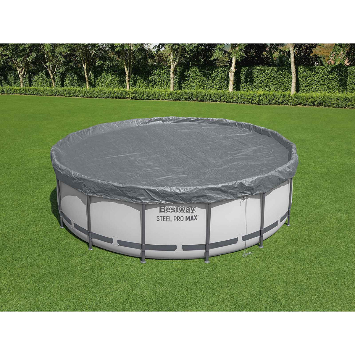 Bestway Zwembadcover Ø4,27 m Rond Polyester Grijs is nu te koop bij PeponiXL, paradijselijk wonen!