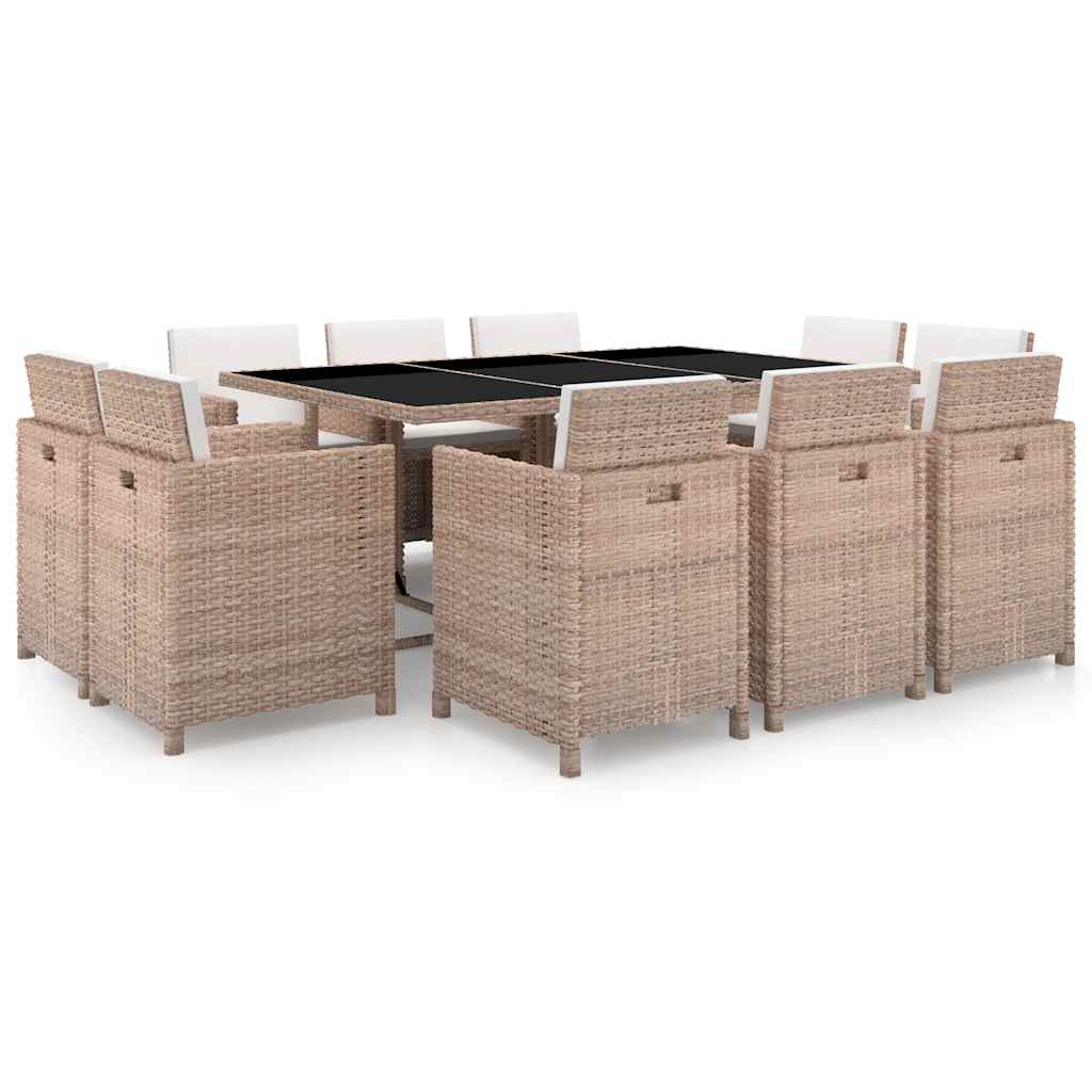 11-delige Tuinset met kussens poly rattan beige is nu te koop bij PeponiXL, paradijselijk wonen!