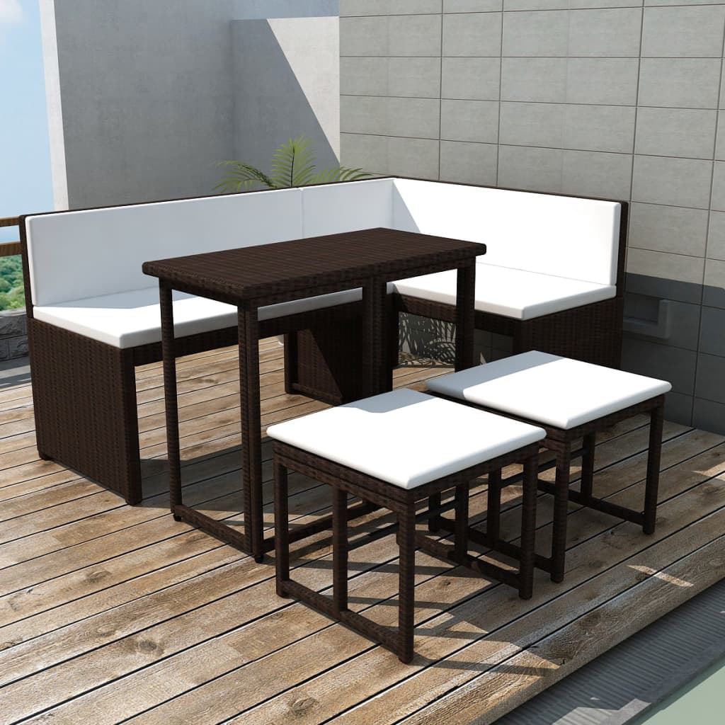 5-delige Tuinset staal poly rattan bruin is nu te koop bij PeponiXL, paradijselijk wonen!
