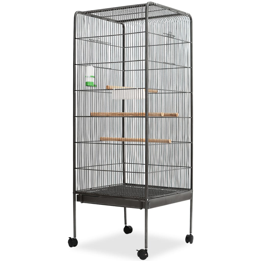 Vogelkooi 54x54x146 cm staal zwart is nu te koop bij PeponiXL, paradijselijk wonen!