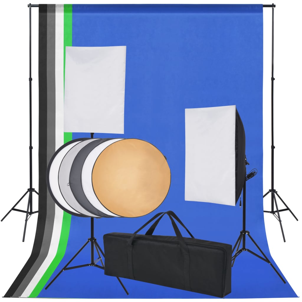 Fotostudio set met 5 gekleurde achtergronden & 2 softboxen is nu te koop bij PeponiXL, paradijselijk wonen!