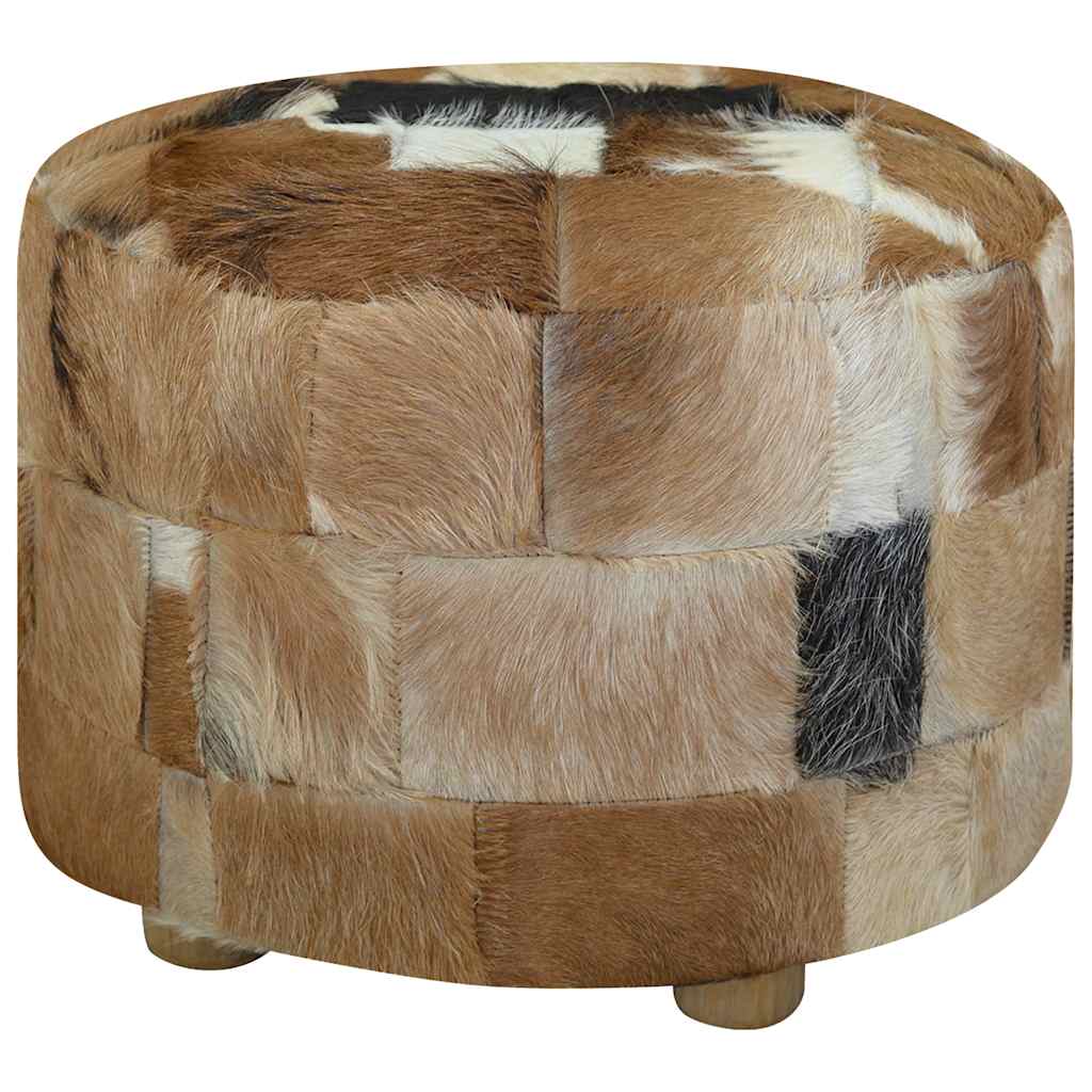 Poef rond 50x50x45 cm geitenleer is nu te koop bij PeponiXL, paradijselijk wonen!