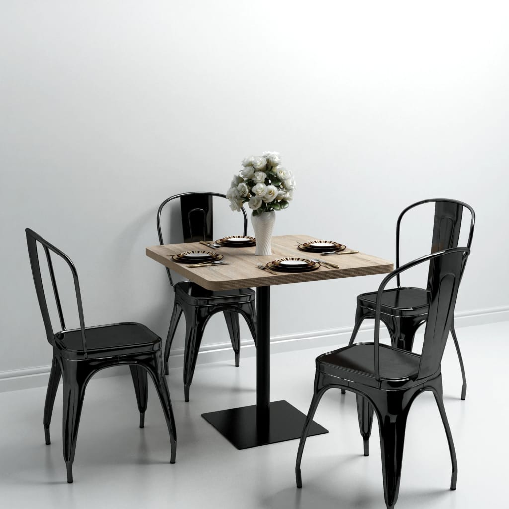 Bistrotafel vierkant 80x80x75 cm MDF en staal eikenkleur is nu te koop bij PeponiXL, paradijselijk wonen!