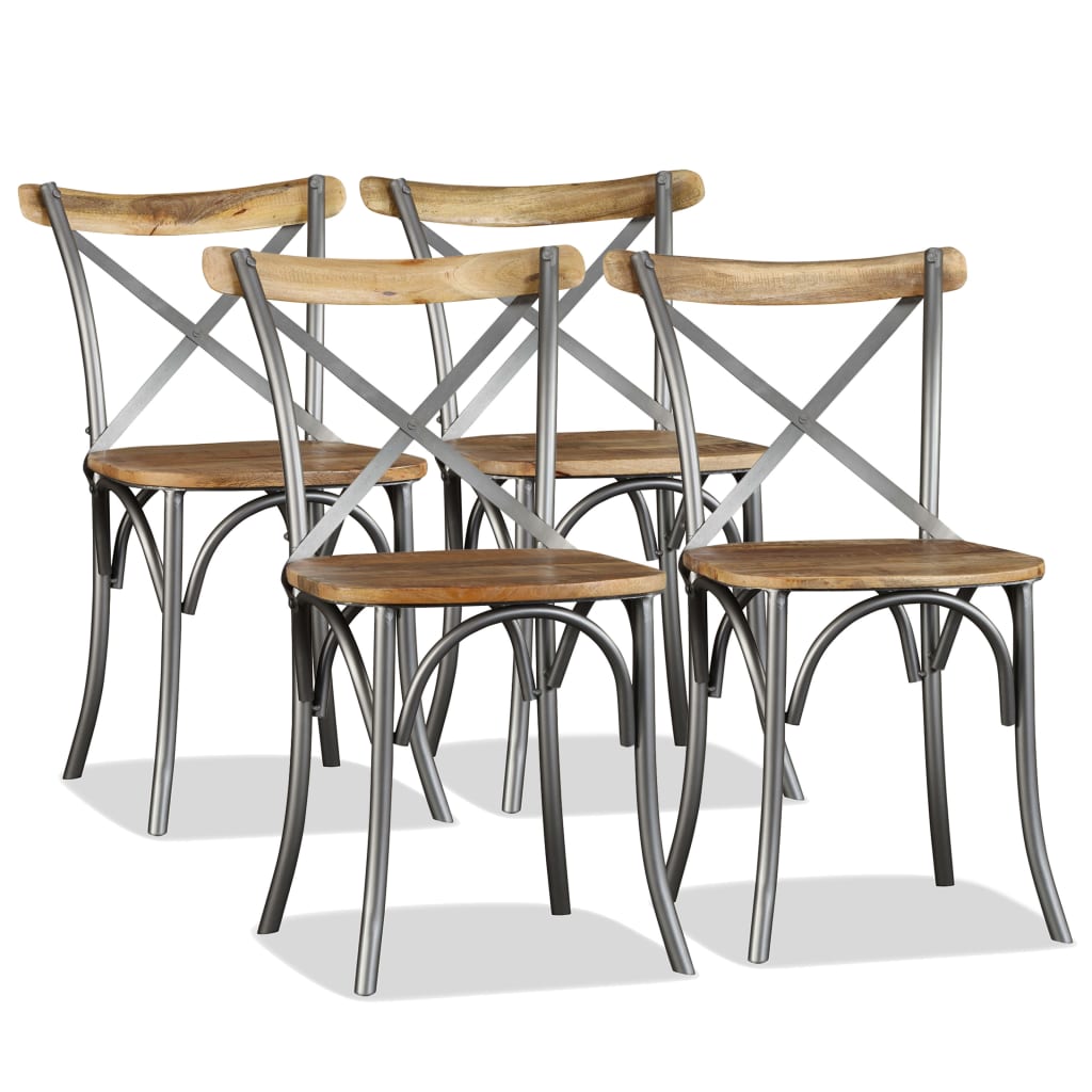 Eetkamerstoelen massief mangohout en stalen rugleuning 4 st is nu te koop bij PeponiXL, paradijselijk wonen!