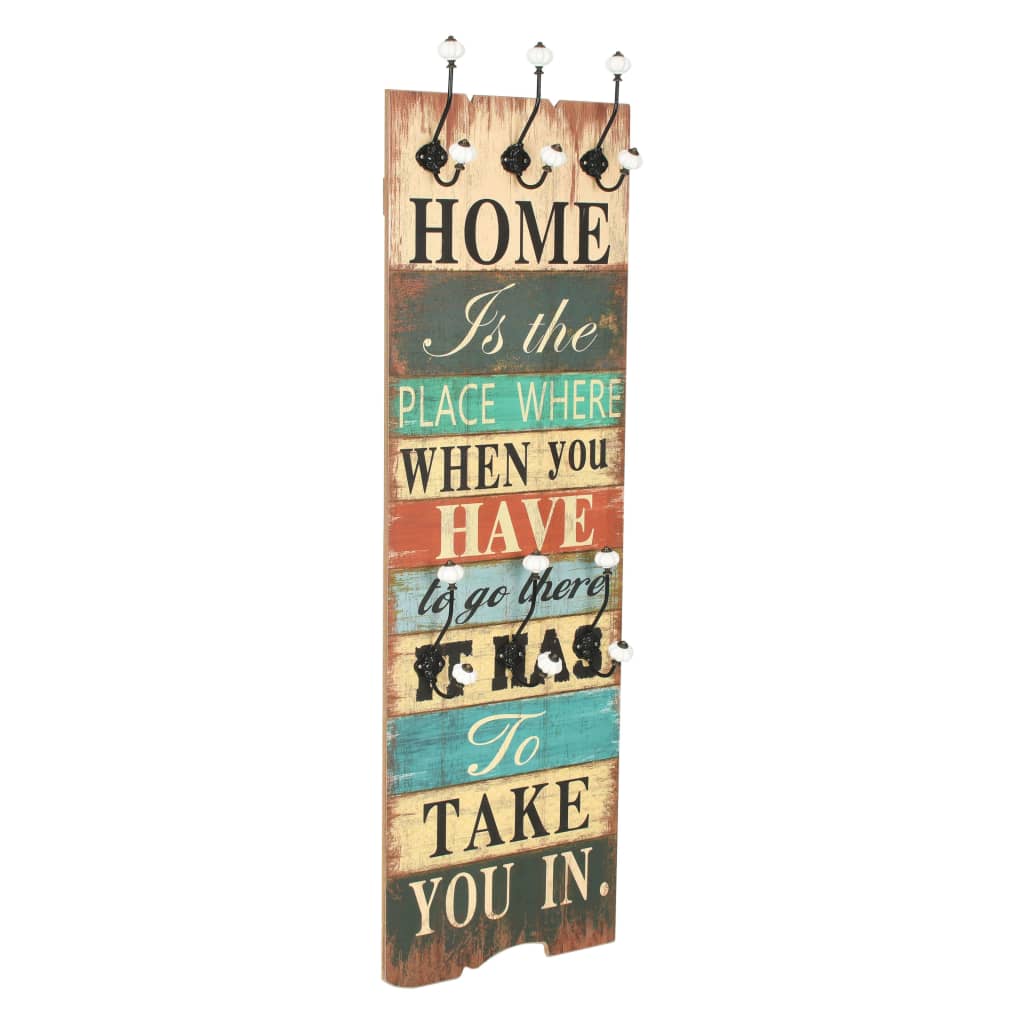Wandkapstok met 6 haken HOME IS 120x40 cm is nu te koop bij PeponiXL, paradijselijk wonen!