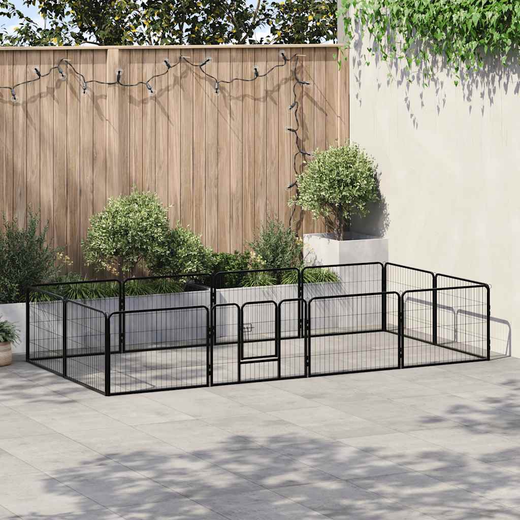 Hondenren met 12 panelen 80x60 cm staal zwart is nu te koop bij PeponiXL, paradijselijk wonen!