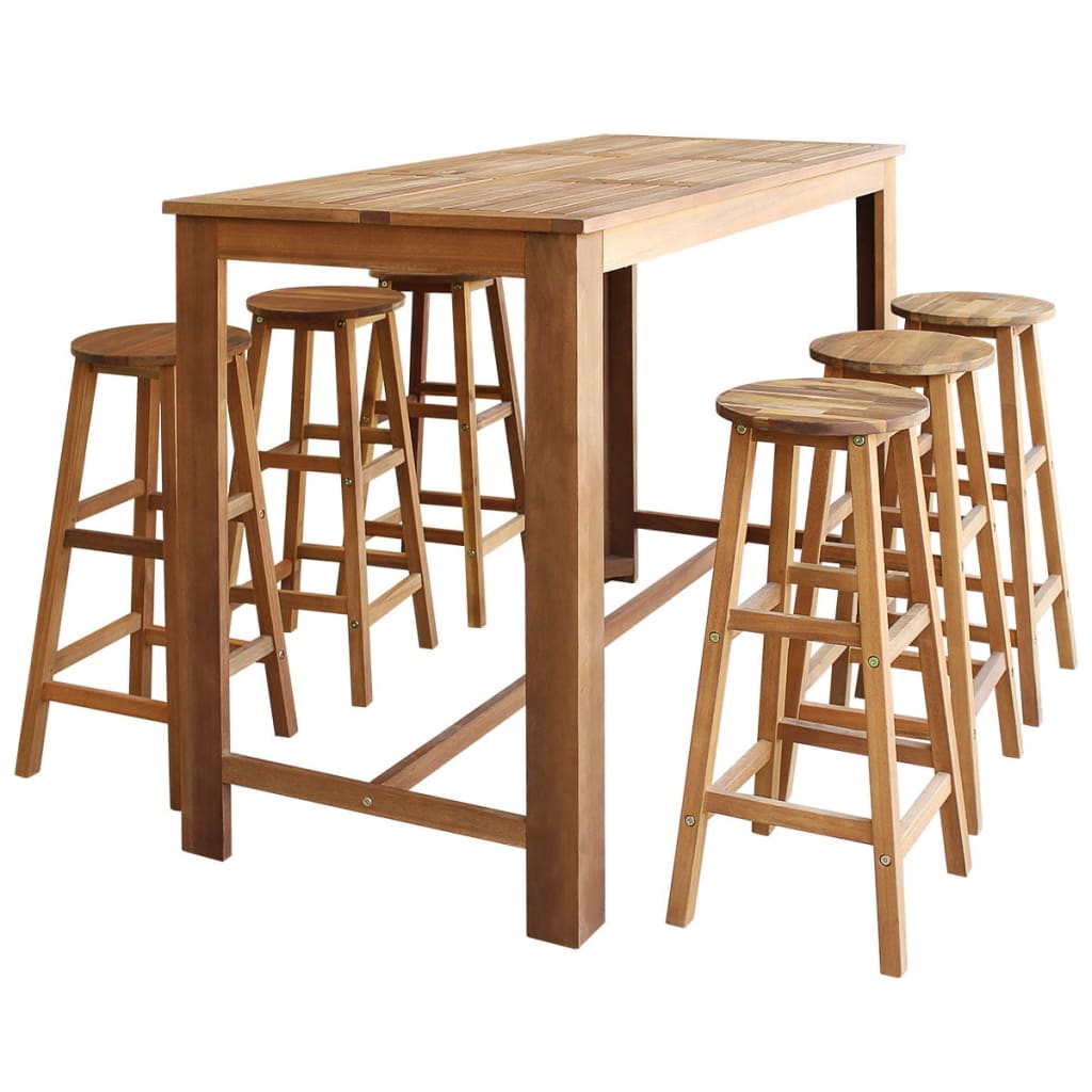 7-delige Bartafel en -krukkenset massief acaciahout is nu te koop bij PeponiXL, paradijselijk wonen!