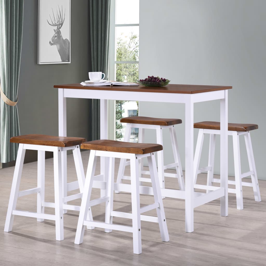 Bartafel- en krukkenset massief hout 5-delig is nu te koop bij PeponiXL, paradijselijk wonen!