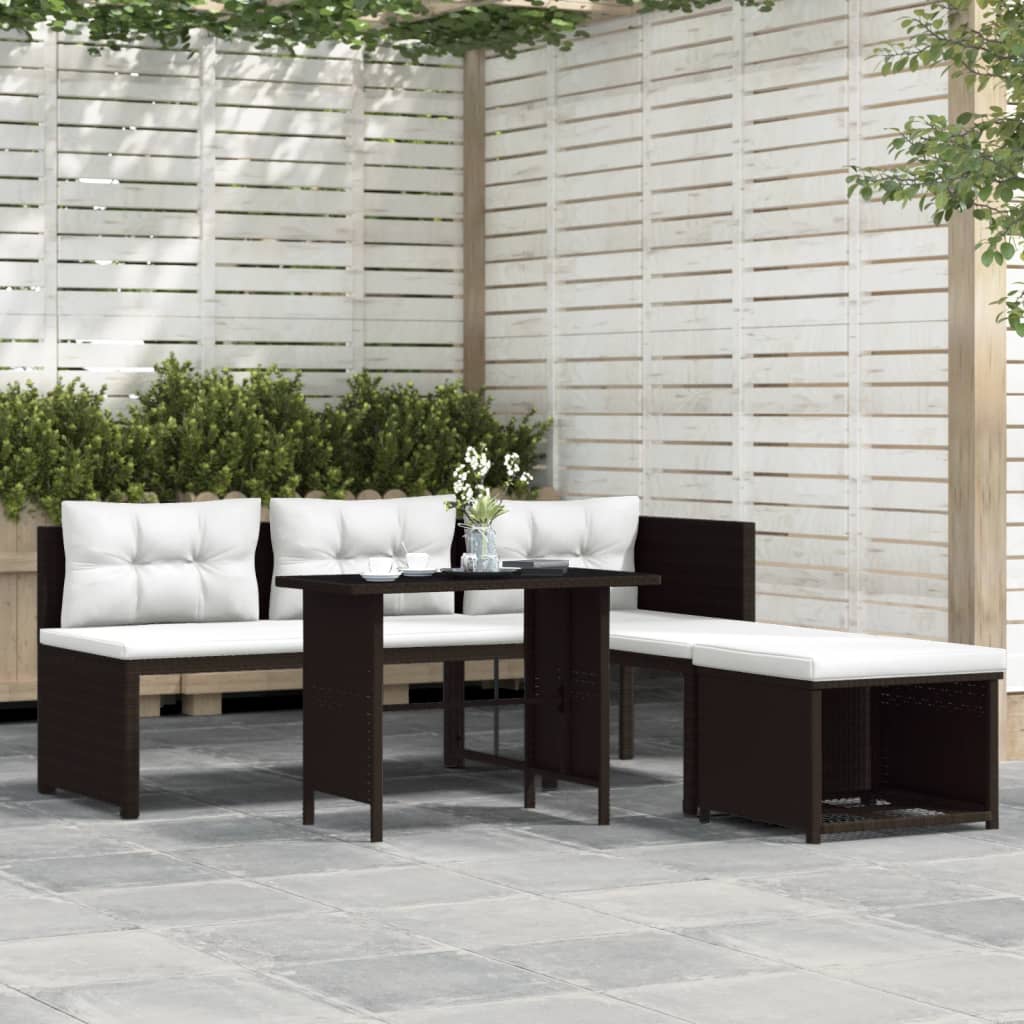 4-delige Loungeset poly rattan bruin is nu te koop bij PeponiXL, paradijselijk wonen!