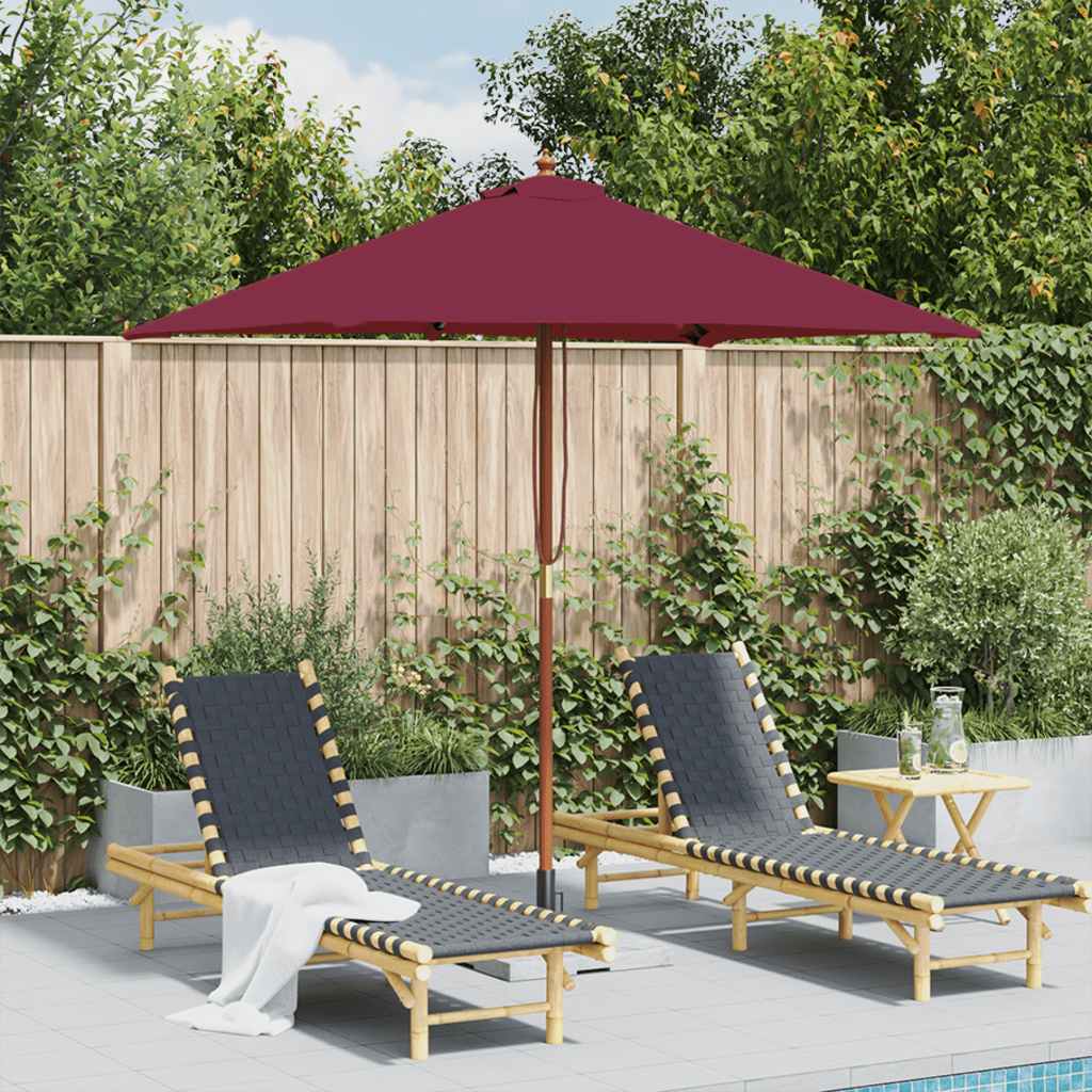 Parasol met houten paal 150x200 cm bordeauxrood is nu te koop bij PeponiXL, paradijselijk wonen!