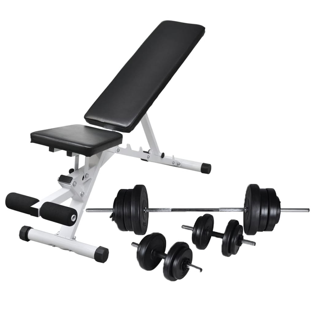 Trainingsbank met halterset 60,5 kg is nu te koop bij PeponiXL, paradijselijk wonen!