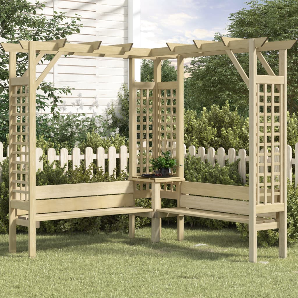 Hoekpergola met bank geïmpregneerd grenenhout is nu te koop bij PeponiXL, paradijselijk wonen!