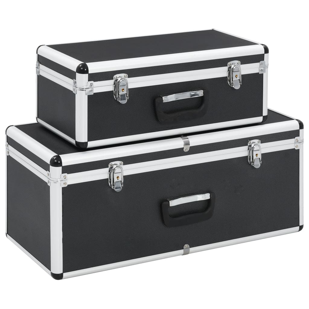 Opbergkoffers 2 st aluminium zwart is nu te koop bij PeponiXL, paradijselijk wonen!