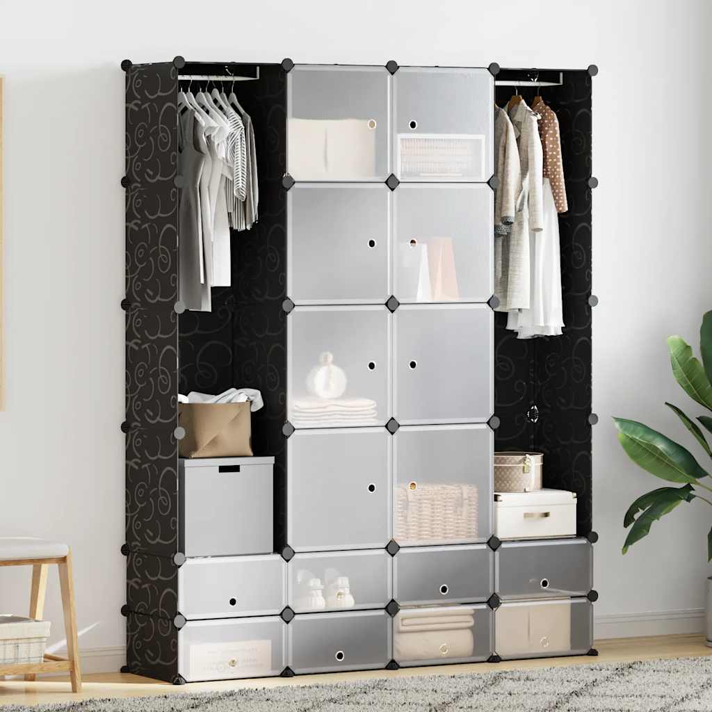Kast modulair met 18 vakken 37x146x180,5 cm zwart en wit is nu te koop bij PeponiXL, paradijselijk wonen!