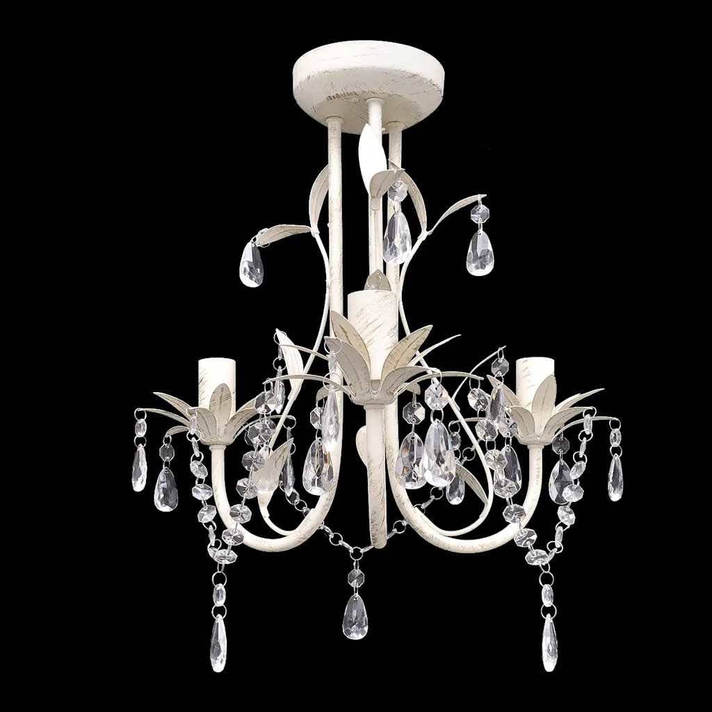 Kristallen kroonluchter met wit elegant design (3 lampen) is nu te koop bij PeponiXL, paradijselijk wonen!