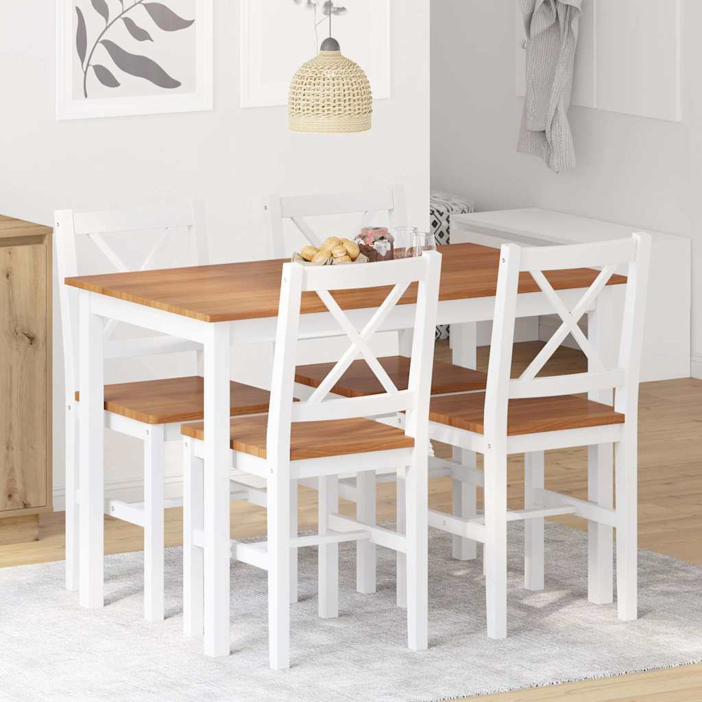 5-delige Eethoek bruin en wit is nu te koop bij PeponiXL, paradijselijk wonen!