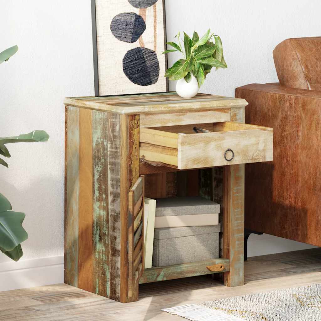 Bijzettafel met 1 lade en 1 deurtje gerecycled hout is nu te koop bij PeponiXL, paradijselijk wonen!