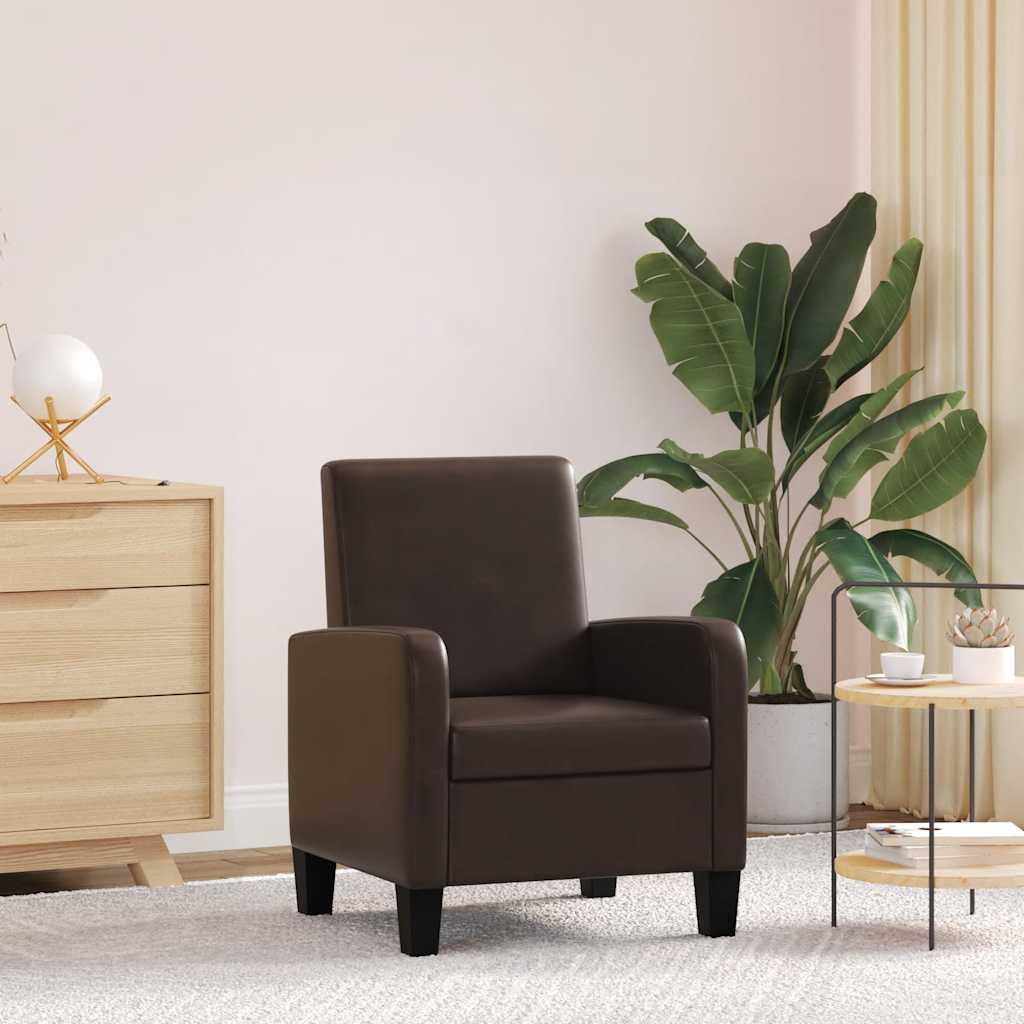 Fauteuil kunstleer bruin is nu te koop bij PeponiXL, paradijselijk wonen!