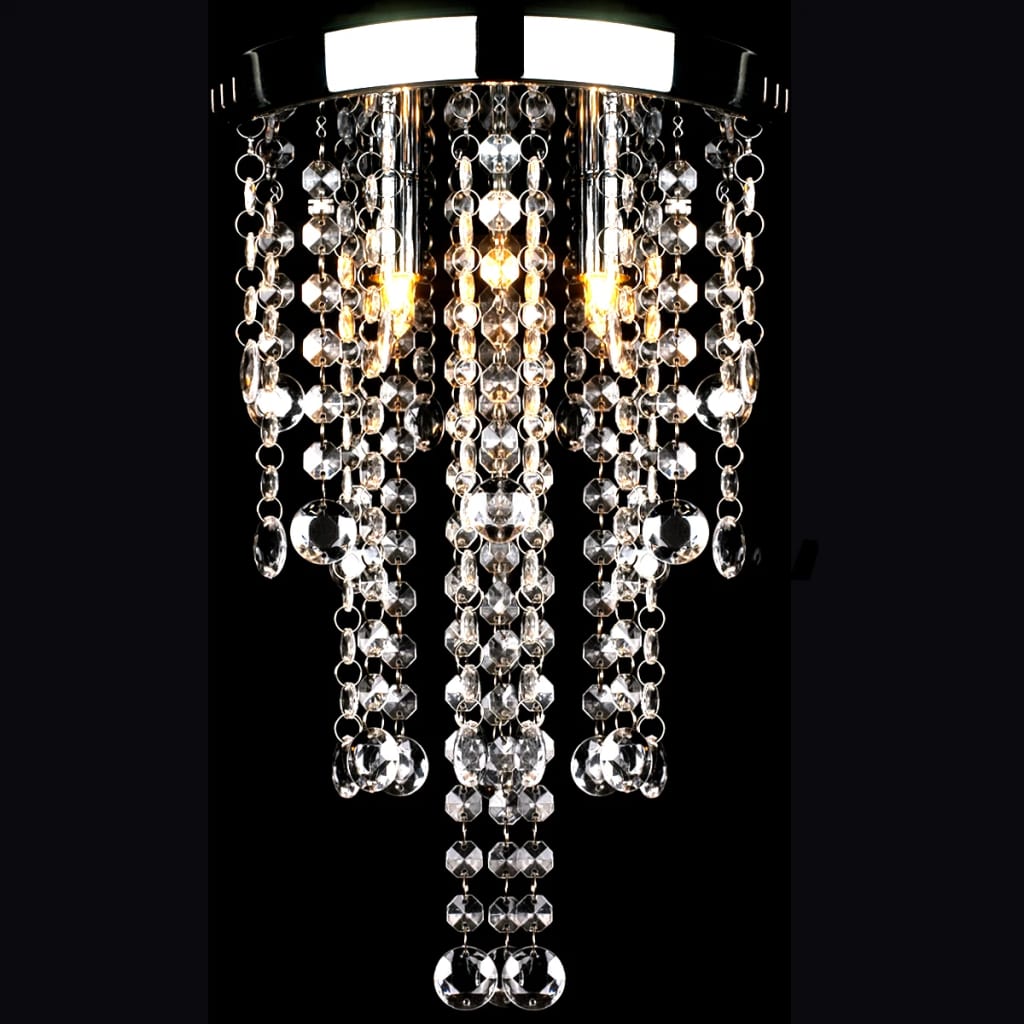 Plafondlamp met kristalkralen metaal wit is nu te koop bij PeponiXL, paradijselijk wonen!
