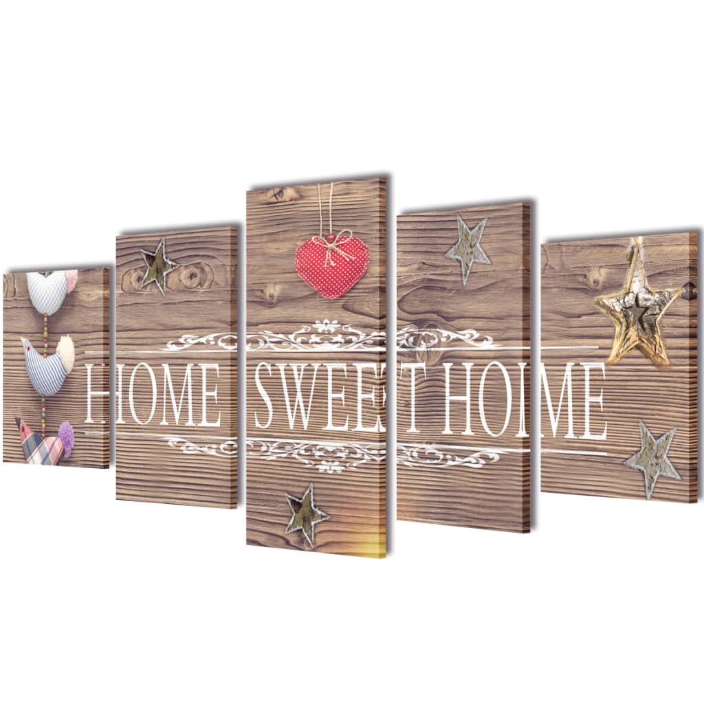 Canvas muurdruk print set home sweet home 100 x 50 cm is nu te koop bij PeponiXL, paradijselijk wonen!