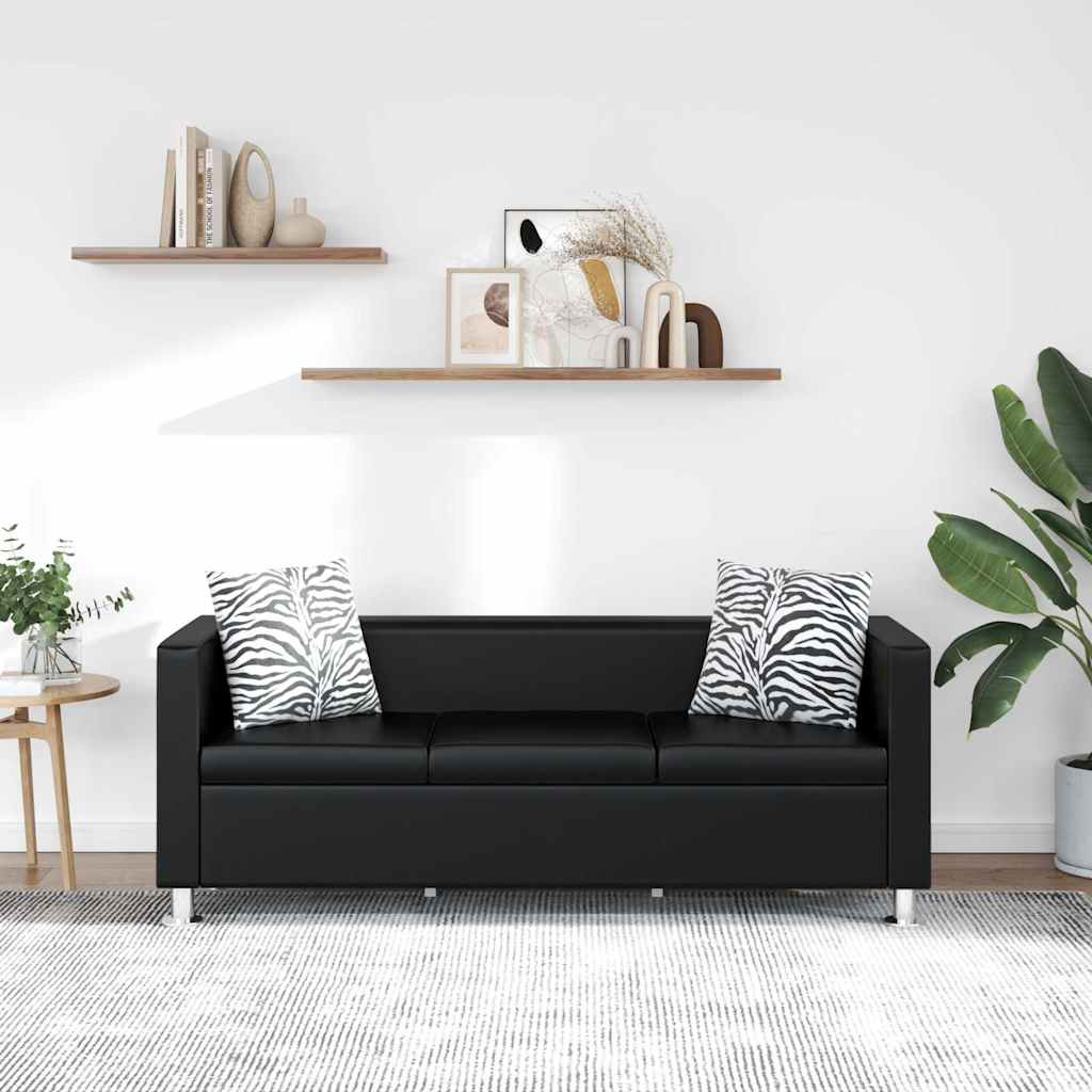 Driezitsbank kunstleer zwart is nu te koop bij PeponiXL, paradijselijk wonen!
