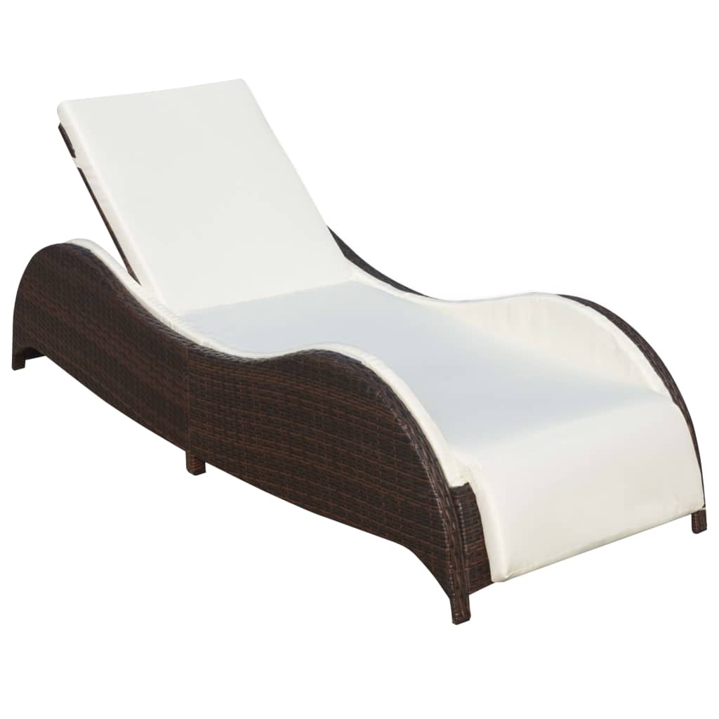 Ligbed met kussen poly rattan bruin is nu te koop bij PeponiXL, paradijselijk wonen!