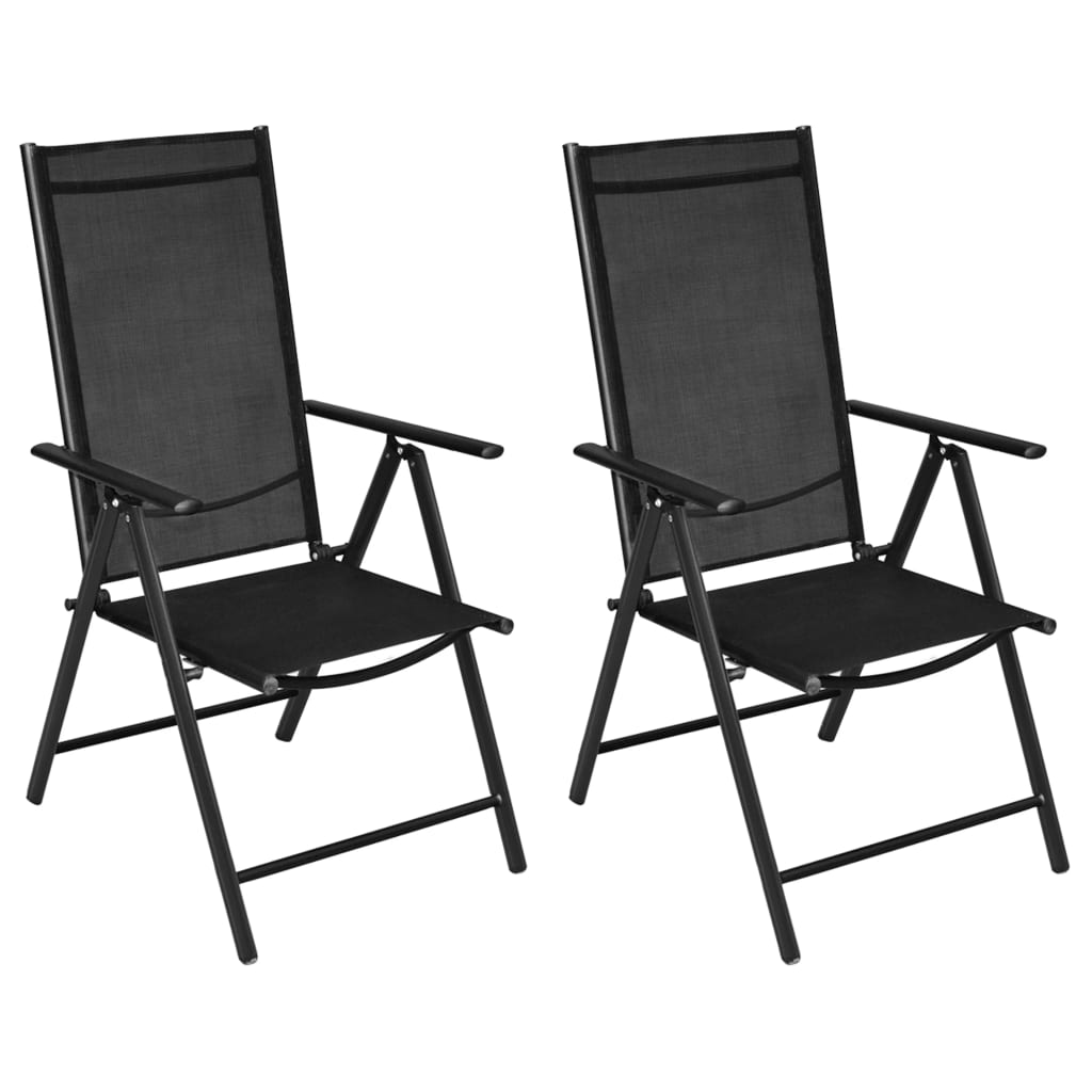 Tuinstoelen inklapbaar 2 st aluminium en textileen zwart is nu te koop bij PeponiXL, paradijselijk wonen!
