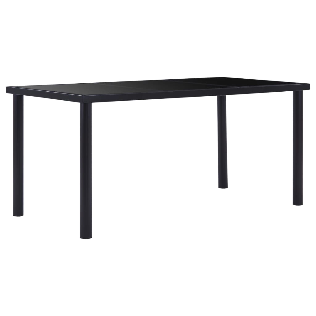 Eettafel 160x80x75 cm gehard glas zwart is nu te koop bij PeponiXL, paradijselijk wonen!