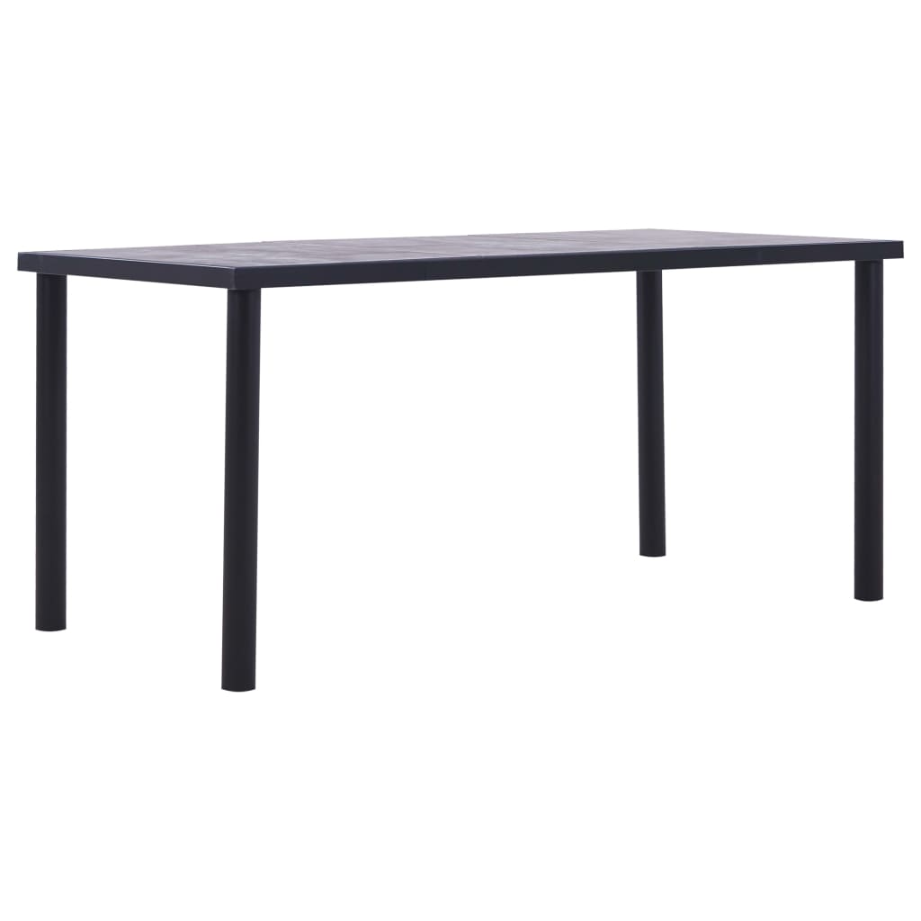 Eettafel 160x80x75 cm MDF zwart en betongrijs is nu te koop bij PeponiXL, paradijselijk wonen!