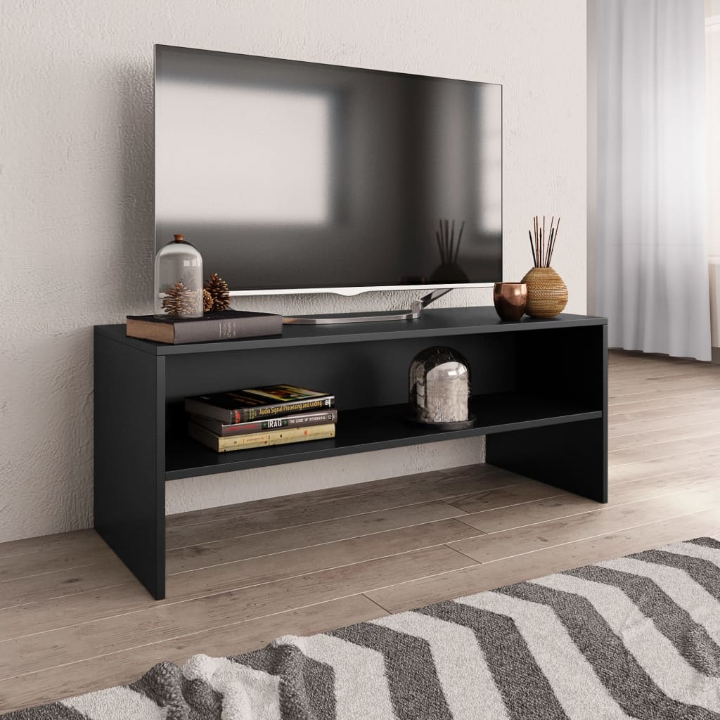 Tv-meubel 100x40x40 cm bewerkt hout zwart is nu te koop bij PeponiXL, paradijselijk wonen!