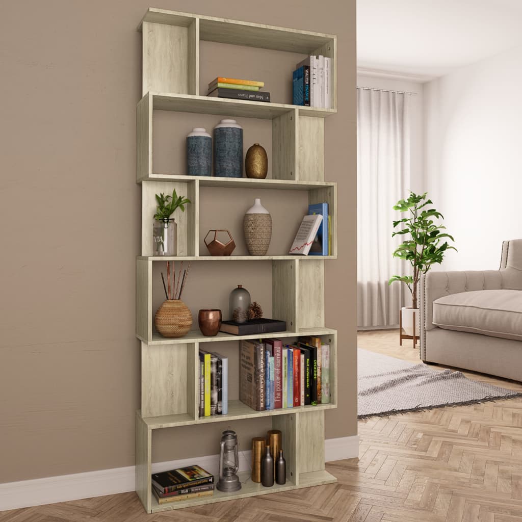 Boekenkast / kamerscherm 80x24x192 cm bewerkt hout sonoma eiken is nu te koop bij PeponiXL, paradijselijk wonen!