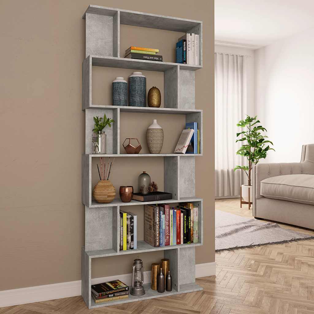 Boekenkast / kamerscherm 80x24x192 cm bewerkt hout betongrijs is nu te koop bij PeponiXL, paradijselijk wonen!