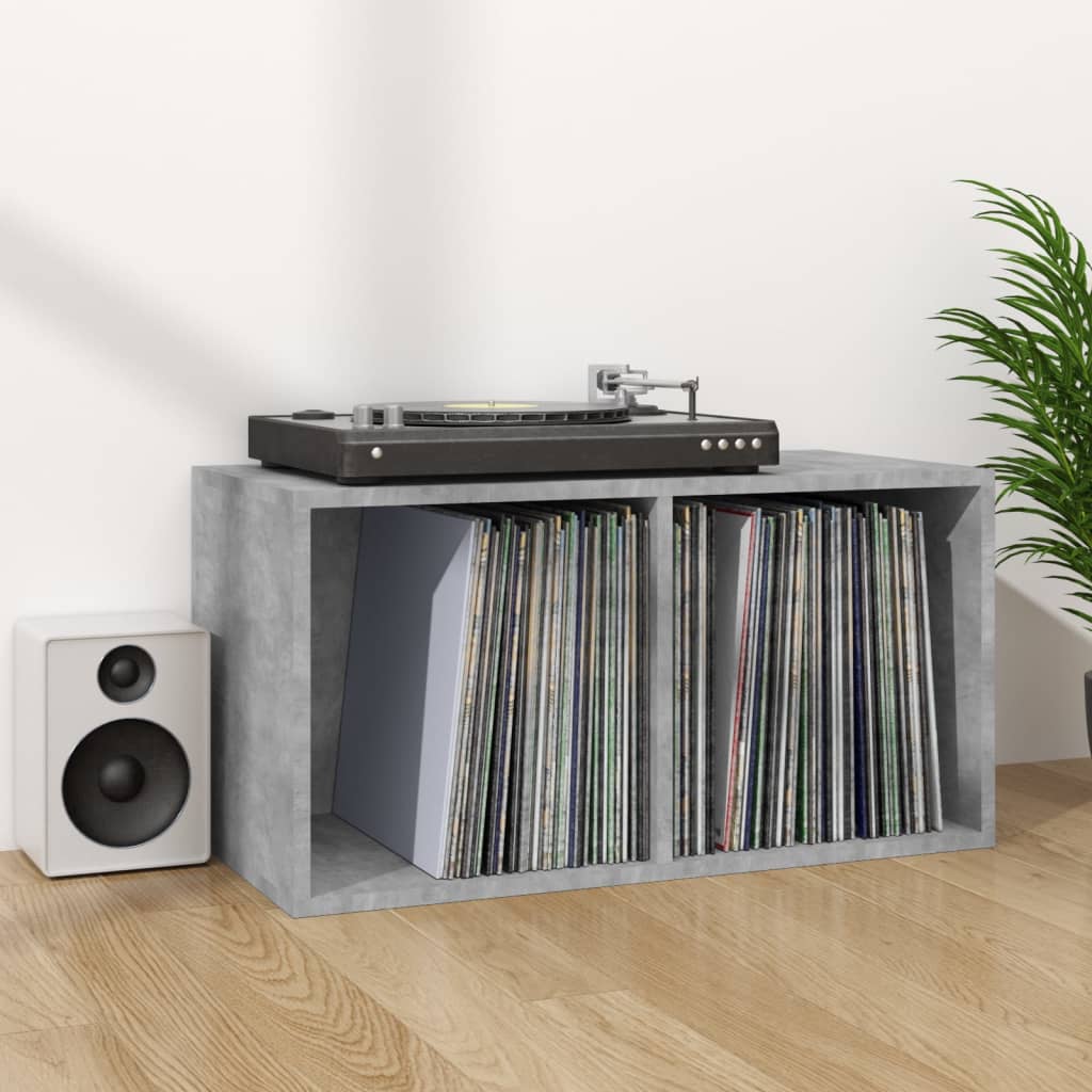 Opbergbox voor LP's 71x34x36 cm bewerkt hout betongrijs is nu te koop bij PeponiXL, paradijselijk wonen!