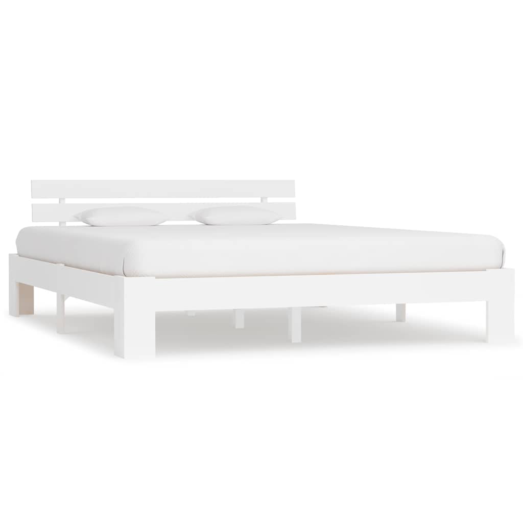 Bedframe met hoofdbord massief grenenhout wit 180x200 cm is nu te koop bij PeponiXL, paradijselijk wonen!