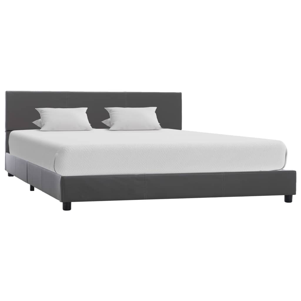 Bedframe kunstleer grijs 160x200 cm is nu te koop bij PeponiXL, paradijselijk wonen!