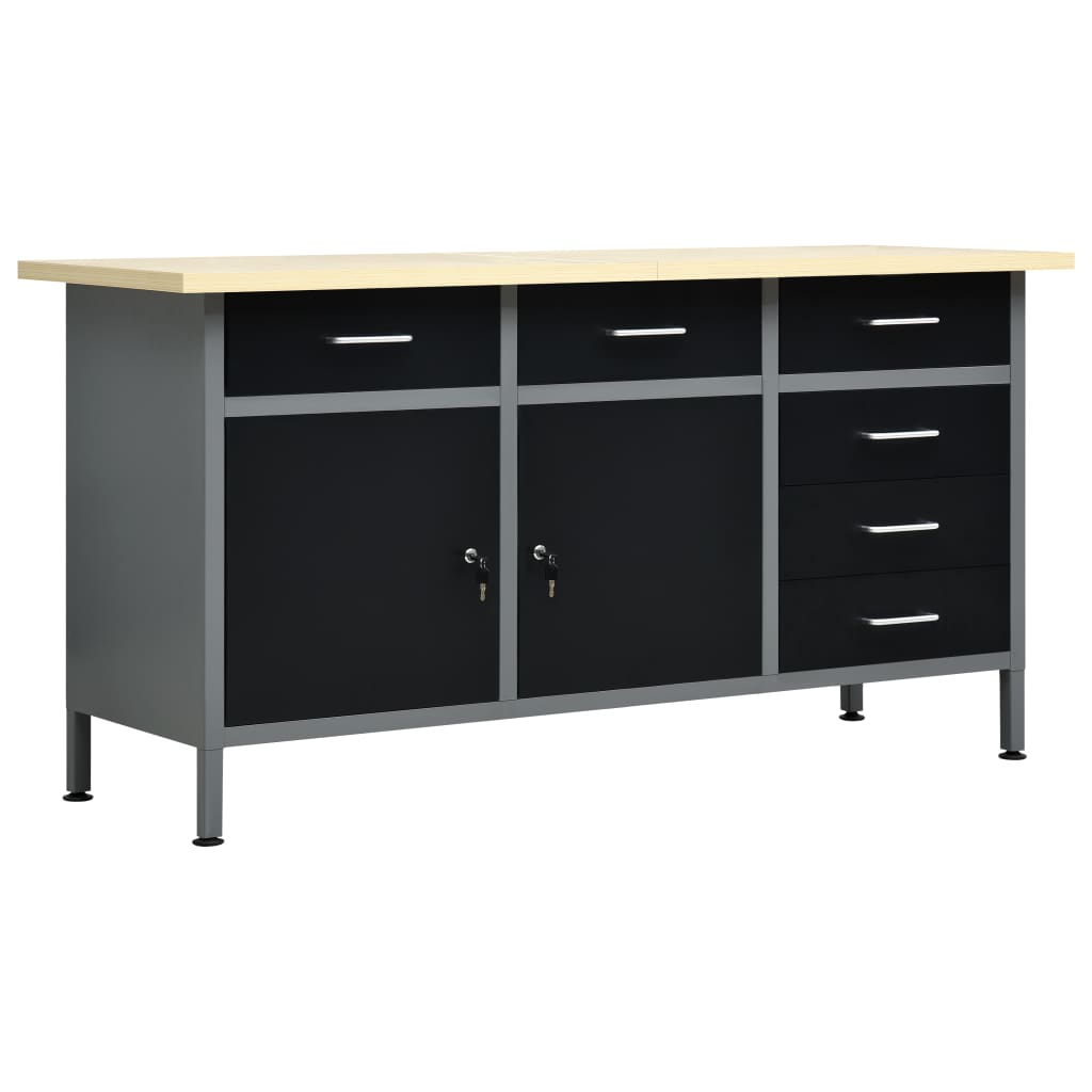 Werkbank 160x60x85 cm staal zwart is nu te koop bij PeponiXL, paradijselijk wonen!
