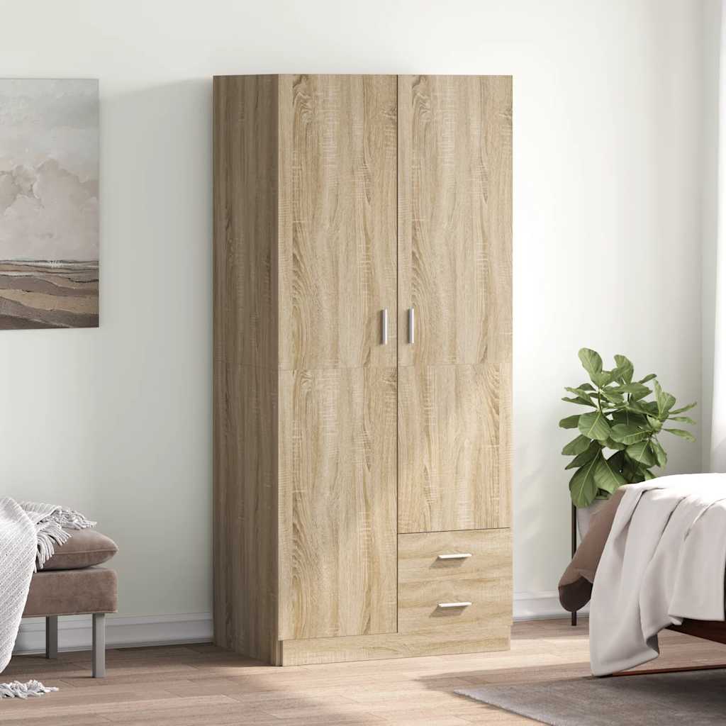 Kledingkast 80x52x180 cm bewerkt hout sonoma eikenkleurig is nu te koop bij PeponiXL, paradijselijk wonen!