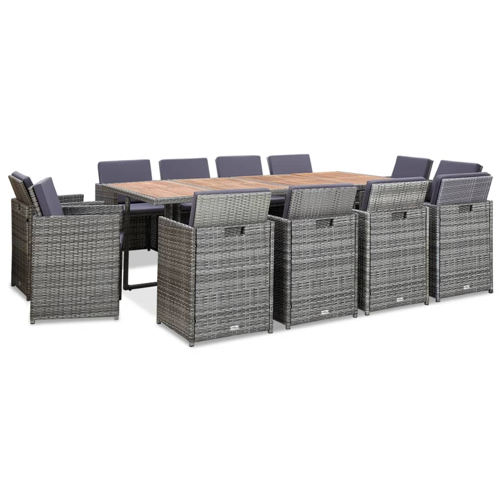 13-delige Tuinset met kussens poly rattan antracietkleurig is nu te koop bij PeponiXL, paradijselijk wonen!