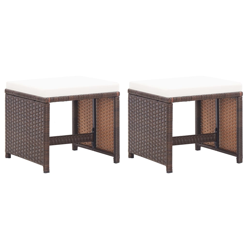 Tuinkrukken 2 st met kussens poly rattan bruin is nu te koop bij PeponiXL, paradijselijk wonen!