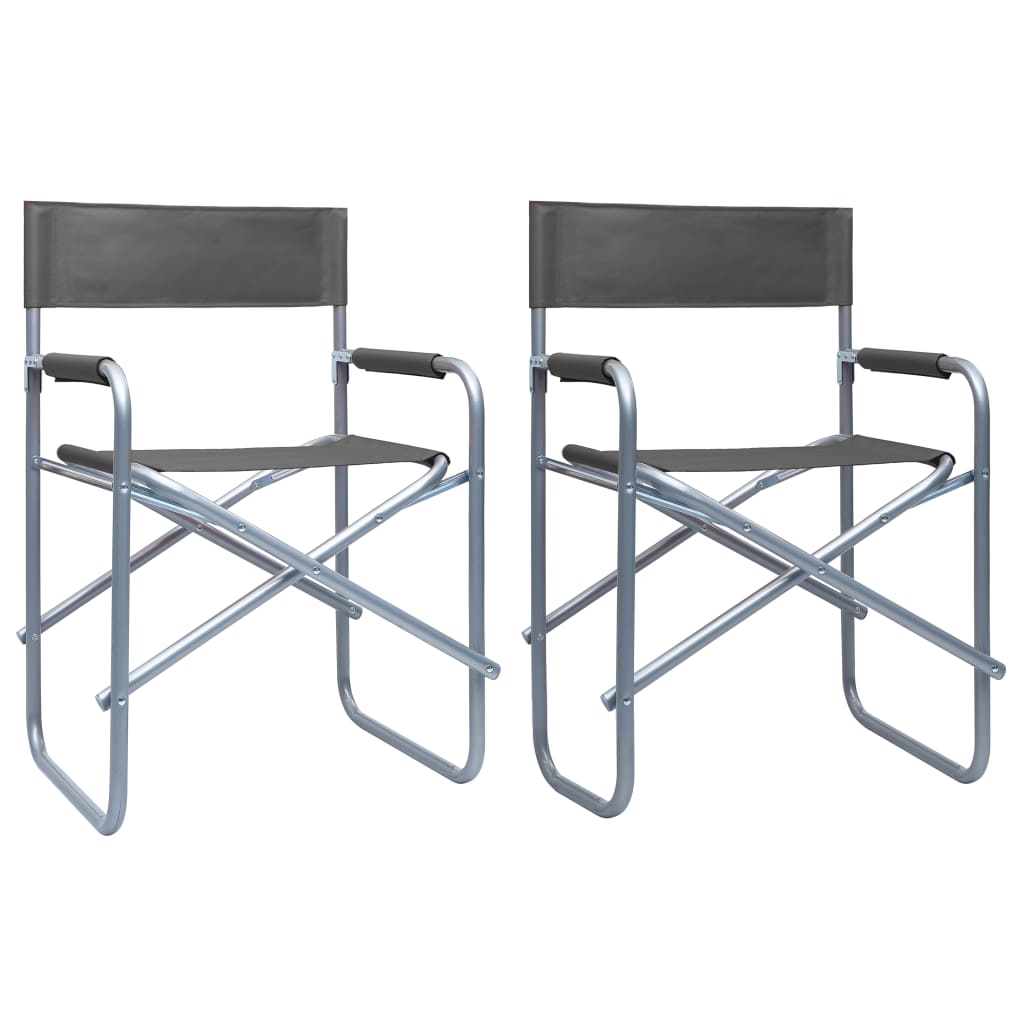 Regisseursstoelen 2 st staal grijs is nu te koop bij PeponiXL, paradijselijk wonen!