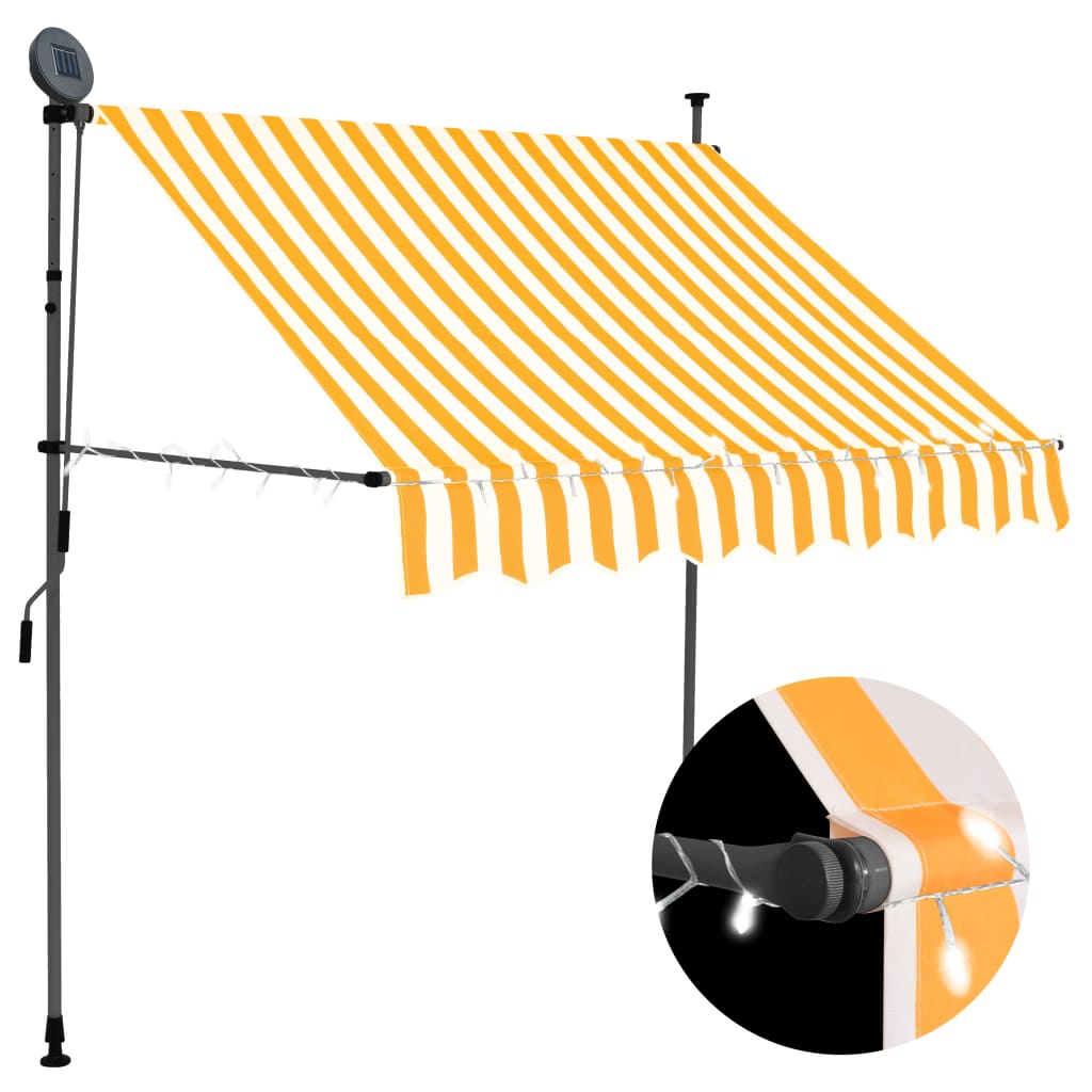 Luifel handmatig uitschuifbaar met LED 150 cm wit en oranje is nu te koop bij PeponiXL, paradijselijk wonen!